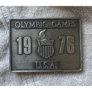 1976 BERGAMOT BRASS WORKS OLYMOIC GAMES USA BELT BUCKLE SILVER
